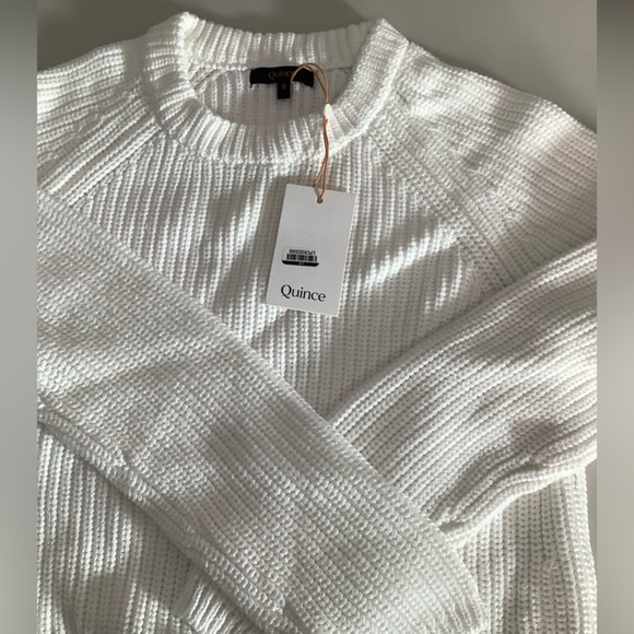 Quince Ivory Organic Cotton Fisherman Crew Sweater Small NWT - Picture 8 of 9